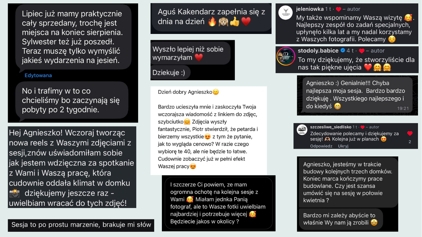 Wiadomości od klientek po sesji